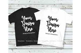 Download Double Black White T Shirts Mockup Gildan 64000 Group Shirt 220510 Clothing Design Bundles