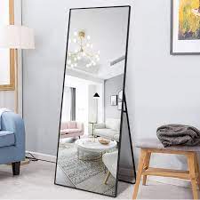 The mirror tilts in the stand for easy viewing angle adjustments. Neutype Full Length Mirror Floor Mirror With Standing Holder Hanging Leaning Large Wall Mounted Mirror Horizontal Vertical Bedroom Mirror Dressing Mirror Aluminum Alloy Thin Frame Black 59 X 20 Walmart Canada
