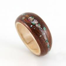 Unique Crushed Stone And Wood Engagement Ring Wooden Wedding Ring Wooden Rings Engagement Wood Engagement Ring