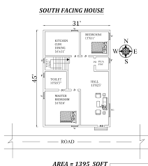 31 X45 2bhk Amazing South Facing House Plan Layout As Per Vastu Shastra Autocad Dwg And Pdf File Details In 2020 South Facing House House Plans How To Plan
