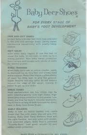 Vintage 1960s Baby Deer Shoes Advertisement And Size Chart
