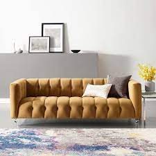 Mesmer Cognac Sofa Eei 3882 Cog Modway Furniture Fabric Sofas In 2021 Furniture Fabric Fabric Sofa Velvet Sofa