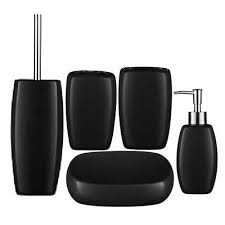 Julia knight _s bath collection will pamper you perfectly. 5 Piece Matt Black Stoneware Bathroom Accessories Set At Victorian Plumbing Uk