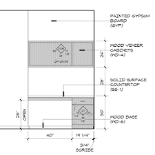 A modular kitchen (size 13'x15') showing its complete detail like, layout plan with modular drawers/ cabinets/baskets division, internal partition design, overhead cabinet partition division, wall elevations and fixing details. Graphic Standards For Architectural Cabinetry Life Of An Architect
