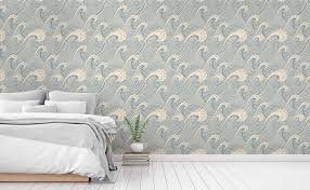 Coloring your walls like wallpaper for bedroom walls, lighting choices and also must be in harmony with all the natural light that surrounds the space. Nautical Waves Wallpaper For Walls Waves Of Chic