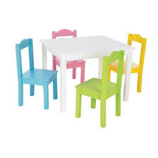 The table and chair set is ideal for your toddler's bedroom, playroom, or the living room. Tot Tutors Table 4 Chairs White Pastel Kids Wooden Table Wooden Table And Chairs Wooden Childrens Table
