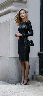 Beautiful Knee Length Sparkly Black Dress Classy Dress Nice Dresses Winter Dress Outfits