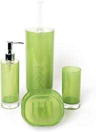 New product green nature ceramic bathroom accessory set bath accessories. Excelsa Caldo Bathroom Accessories Set Of 4 Green Amazon De Kuche Haushalt