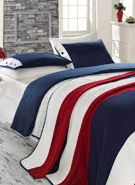 orgu battaniye ve pamuk saten nevresim takimi lacivert krem tekstildiyari com ev tekstili urunleri home home decor furniture