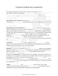 Musical Performance Contract Free Printable Documents Contract Template Construction Contract Lease Agreement