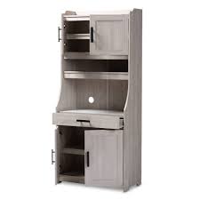 Baxton Studio Portia Modern And Contemporary 6 Shelf White Washed Wood Kitchen Storage Cabinet