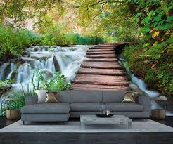 Bei der größe l wird das motiv um ca. Wandmotiv24 Fototapete Wald Weg Am Wasserfall Fototapeten Tapete Wandbild Natur Baume Wasser M0021 Landschaft Fototapeten Gunstig Kaufen