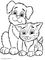 Cats dominate dogs whenever they can. Dog And Cat Coloring Pages Free Printable Pictures