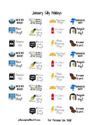 January Silly Holidays Kit Free Printable Planner Stickers Planner Printables Free Printable Planner Stickers