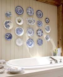 Decorative Plates Now Serving Fine Art To Your Bathroom Designed Blue White Decor Plates On Wall Small Bathroom Decor
