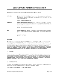 Joint Venture Agreement Template Sample Form Biztreecom Biztree Sampleresume Samplejointventureagreement Joint Venture Contract Template Joint