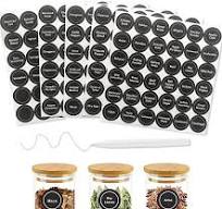 180 Spice Labels for Food Containers, Chalkboard 1.5 in, Black