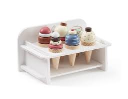 Les jouets de dinette en bois comme la plupart des jouets d'imitation, sont nécessaires au développement cognitif, ils favorisent les interactions sociales et physiques. Wooden Ice Cream Stand Tea Party Children S Toy