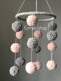 Nursery Pompon Mobile Pompom Nursery Decor Baby Mobile Boho Nursery Mobile Boho Mobile Pompon Party Decor Kinderzimmer Dekor Boho Kinderzimmer Kinderzimmer Deko Basteln
