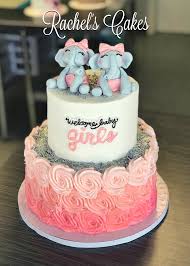 Twin Girls Elephant Cake Twin Baby Shower Cake Elephant Baby Shower Cake Baby Shower Cakes Girl