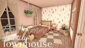 Roblox welcome to bloxburg aesthetic rooms living room tiny. Bloxburg Autumn Family Townhouse Part 2 140k Speedbuild Youtube