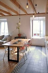 On Adore Comment On A Definit La Limite Entre La Cuisine Et Le Salon Avec Une Difference De Traitement Deco Salon Salle A Manger De Ferme Table Salle A Manger