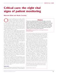 Pdf Critical Care The Eight Vital Signs Of Patient Monitoring