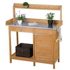 This bench with a spacious worktop surface for any garden task. Topeakmart Outdoor Garden Potting Bench Potting Tabletop With Cabinet Drawer Open Shelf Work Station Walmart Com Walmart Com
