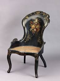Date Ca 1830 1860 Culture English Medium Wood Papier Mache Black Lacquer Painted And Gilded Armchair Antique Chairs Victorian Furniture
