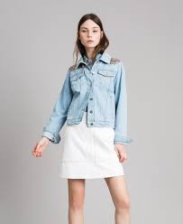 Damen juniors größen mittel und groß. Jeansjacke Aus Denim Mit Strassdekor