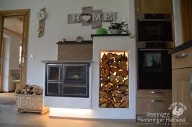 Gemauerter Herd Mit Holzlege Herd Holz Kochen Backen Feuer Fireplace Ofenkunst Riederinger Hafnerei Wohnung Kuche Kuchenofen Holzlege