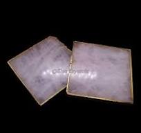 White Agate Square Coasters With Gold Plating - Eisa Crystals