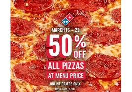 Save 50 Off Domino S Pizza With This Coupon Code In 2020 Regular Pizza Delivering Pizza Coupons Canada