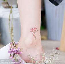 Lotus Flower Tattoo On The Ankle Flower Tattoo On Ankle Small Lotus Tattoo Anklet Tattoos