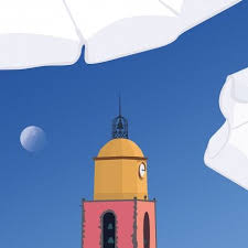 The Beach And The Moon At St Tropez 2018 En 2020 Posters Art Deco Affiches Retro Et Art En Ligne