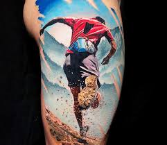If you opt for a 3d biomechanical tattoo design then the best part to have them is either calf or arm. Trail Running Tattoo By Michael Taguet Post 26639
