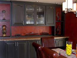 Single wall kitchen with red cabinets and black island. Black Kitchen Cabinets With Red Walls Red Kitchen Walls Dark Kitchen Cabinets Black Kitchen Cabinets