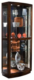 This stately curio is solidly built in select hardwood solids and veneers with our deep brown foxcroft finish. Pulaski Furniture Pacific Heights Curved Front Curio Transitional China Cabinets And Hutches By Gwg Outlet
