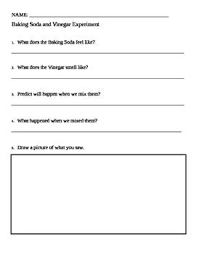 Baking Soda And Vinegar Experiment Worksheet Baking Soda Soda Worksheets