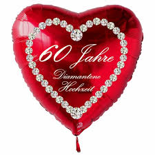 Wer tatsächlich 60 jahre verheiratet ist, weiß, dass all dies nicht immer einfach ist. Roter Herzluftballon 60 Jahre Diamantene Hochzeit Folienballon Inklusive Helium