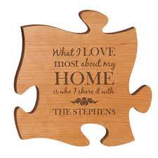 Unlike other shops who only sell individual tiles, with us you won't have to worry about hanging each tile squarely on your own. Personalized Cherry Wood 12 Inch Puzzle Piece Wall Art