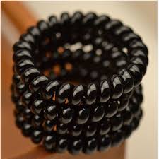30pcs Women Ladies Black Hair Bands Black Elastic Rubber Telephone Wire Style Hair Ties Plasti Hair Band Accessories Hair Bands For Ladies Hair Band For Girl