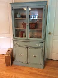 Small China Cabinet Painted With Annie Sloan Duck Egg Blue And Distressed Interior Painted With Ascp Old China Cabinet Small China Cabinet Blue China Cabinet
