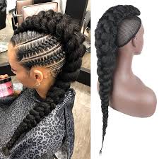 Even so, they both are rebellious hairstyles inspired by the punk subculture, and they are ideal for fierce and bold women. Buy Goddess Braid Fauxhawks High Puff Hair Bun Ponytail For Black Women Cinhoo Yaki Straight Braided Mohawks Guin Gui Jumbo And Thick Rows Braided To The Middle Clip In Hair Extensions For Women 1b