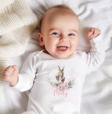 Personalised Pink Rabbit Girl Milestone Blanket, Fleece Blanket, Pink Bunny  Baby Blanket, Sleeping Suit, Baby Age Keepsake Gift,