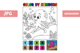 Cut out the shape and use it for coloring, crafts, stencils, and more. Coloring Page Color By Numbers Octopus Grafik Von Mybeautifulfiles Creative Fabrica