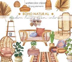 3d vector fashion art of living. Watercolor Modern Boho Interior Clipart Home Decor Elements Etsy Watercolor Home Boho Interior Clip Art