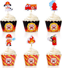 A red plastic party pack is a great way to represent the fire at your fire and ice party. Buy Bessmoso Fire Truck Cupcake Toppers Adjustable Cupcake Wrappers Perfect For Baby Shower Or Firefighter Fireman Fire Truck Theme Birthday Party Decorations Supplies 72 Counts Online In Turkey B07v6pkcnk