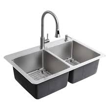 Buy undermount sink kitchen sinks and get the best deals ✅ at the lowest prices ✅ on ebay! Presenza Dual Mount 33 In X 22 In Stainless Steel Double 1 Hole Kitchen Sink All In One Kit 77896 Rona