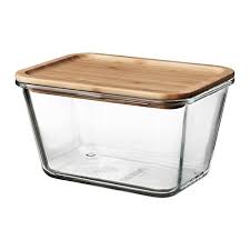 Ikea 365 Rectangular Glass Glass Bamboo Food Container With Lid Length 21 Cm Volume 1 8 L Ikea Glass Food Storage Ikea 365 Food Containers